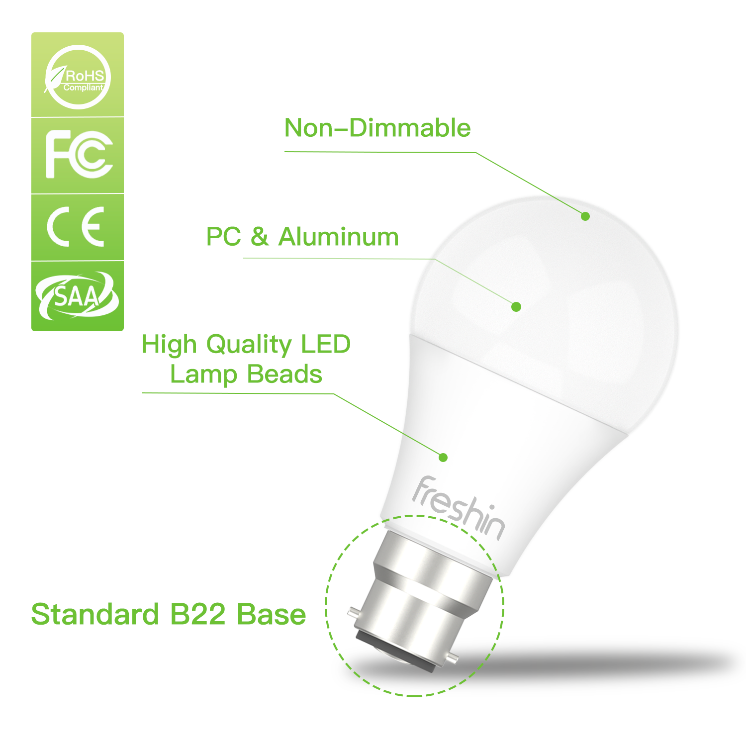 Natural White LED Bulb, B22, 12W , Non-Dimmable