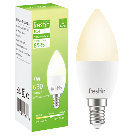 Natural White LED Bulb, E14 Candle, 7W