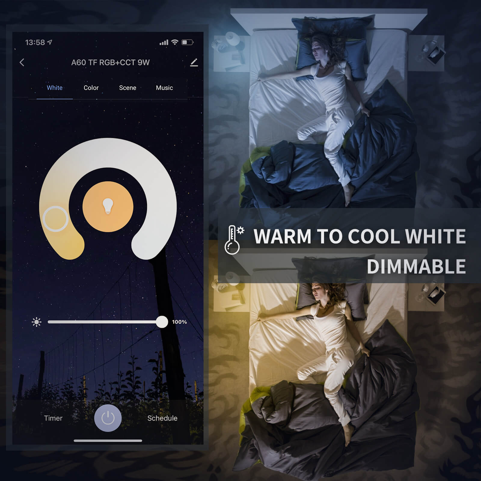 Colourful Smart Bulb B22/A60 RGBCW, 9W